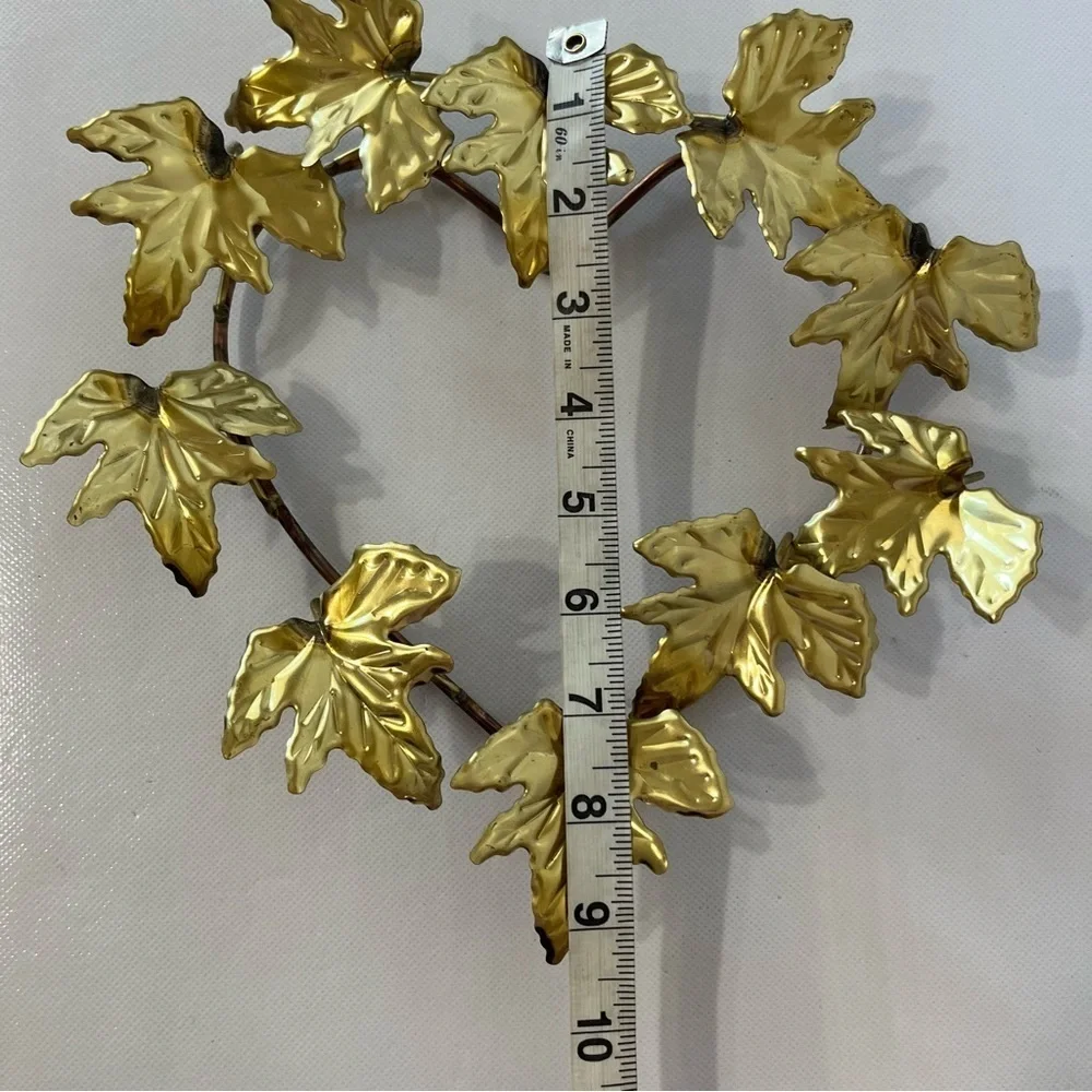 Vintage Brass Leaves Heart Wall Art Wreath